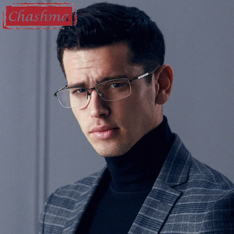 Chashma Top Quality Men Frame Pure Titanium Prescription Glasses Ultra Light Optical Eyewear Flexible Spectacles for Male