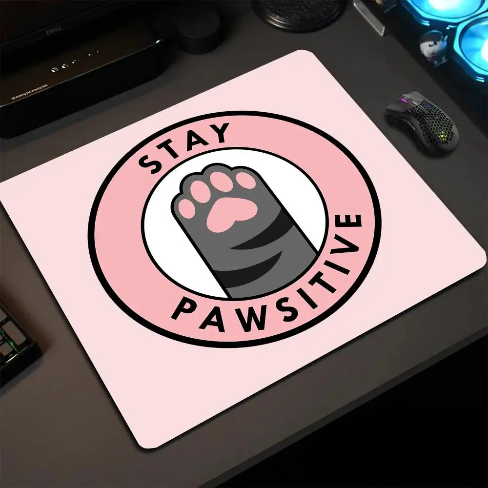 Kawaii Cat Logo Mouse Pad Computer Office Game Rubber Anti-slip Mousepads Washable Desktop Accessories 40X45CM Square Decor Mats