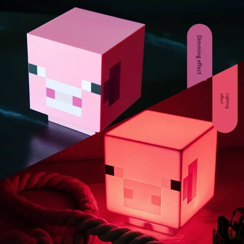 My World Pixel Style Thema Creatief Klinkend Roze Varken Lamp LED Sfeerlicht USB Charge Desktop Ornament Model Kerstcadeau