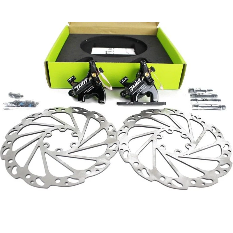 Juin Tech F1 Hydraulic Brake Cyclocross CX Bicycle Bike Disc Brake Calipers Flat Mount Road Bike Caliper Set with 160mm Rotors