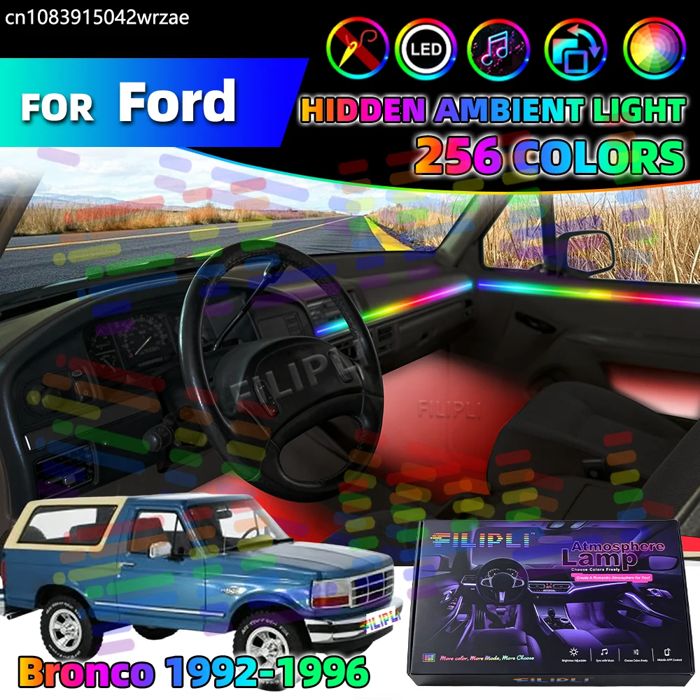 

For Ford Bronco 1992-1996 Years 6 in 1 Car Interior Ambient Lights Strips Breathing Lighting Kit App Control Auto LED strips