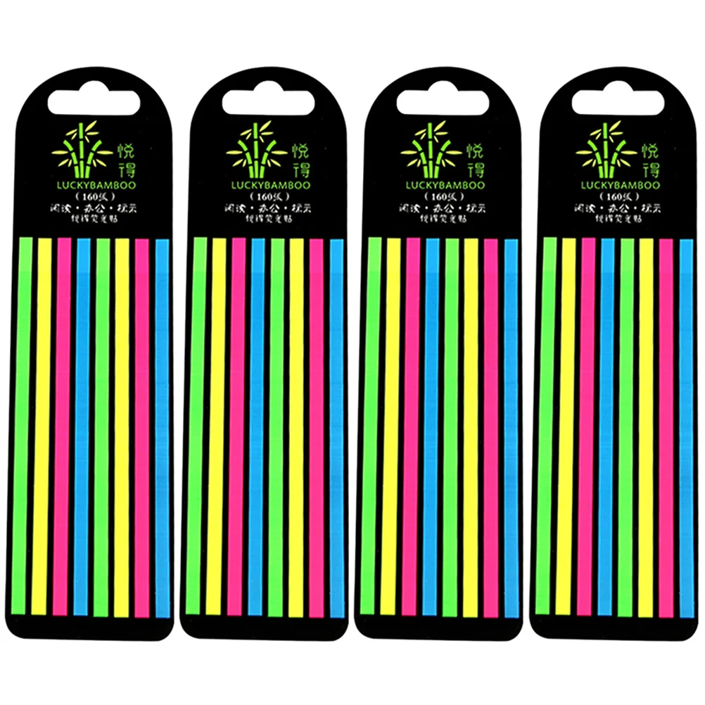 

4 Boxes Fluorescent Notes Annotating Strips Sentence Markers Page Accessories Professional Reading Learning Bookmarks