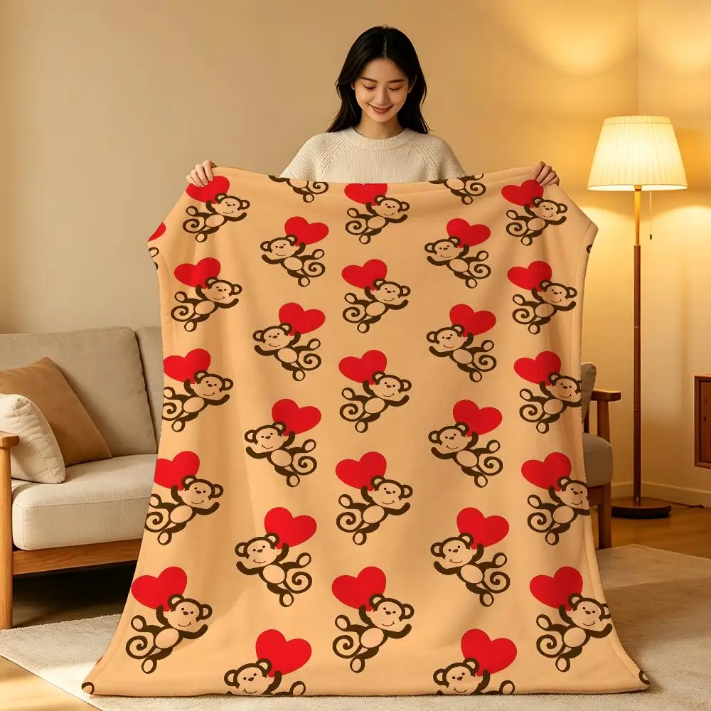 Animal M-Monkey Funny Jungle Cute Wildlife Classic Throw Soft Warm Flannel Blanket Lightweight for Sofa Bed Couch Travel Adults