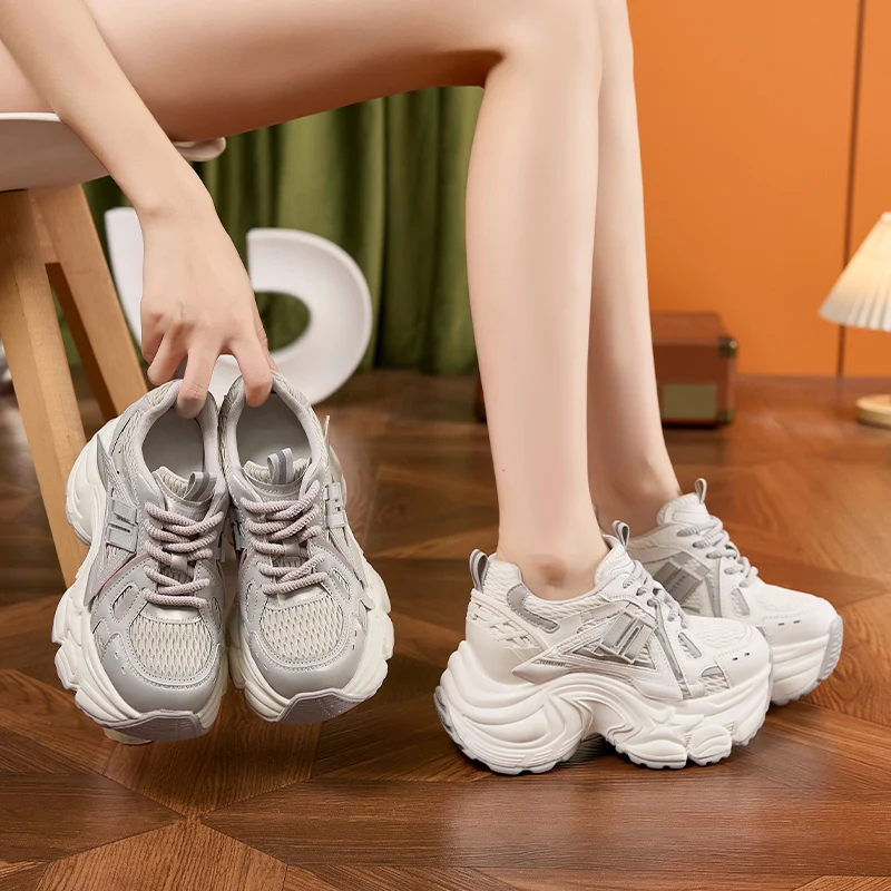 

AUTUSPIN кожаные сетчатые кроссовки из микрофибры, женская модная обувь Valcanizrd, зима-осень, модная обувь на платформе, размер 34-39