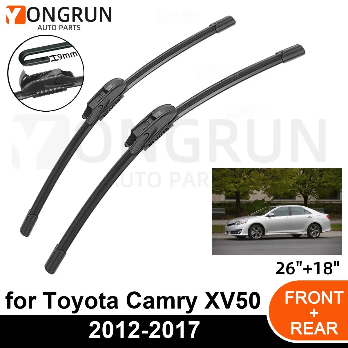 

Передние стеклоочистители для Toyota Camry XV50 2012-2017, резиновая щетка стеклоочистителя 26 + 18 дюймов, аксессуары для лобового стекла автомобиля 2013, 2014, 2015, 2016