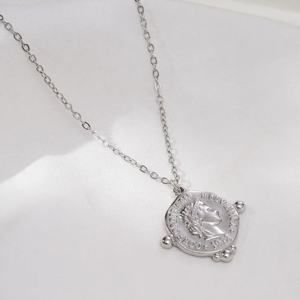 Stainless Steel Irregular Fashion Elizabeth Pendant Necklace Jewelry Gift For Him With Chain