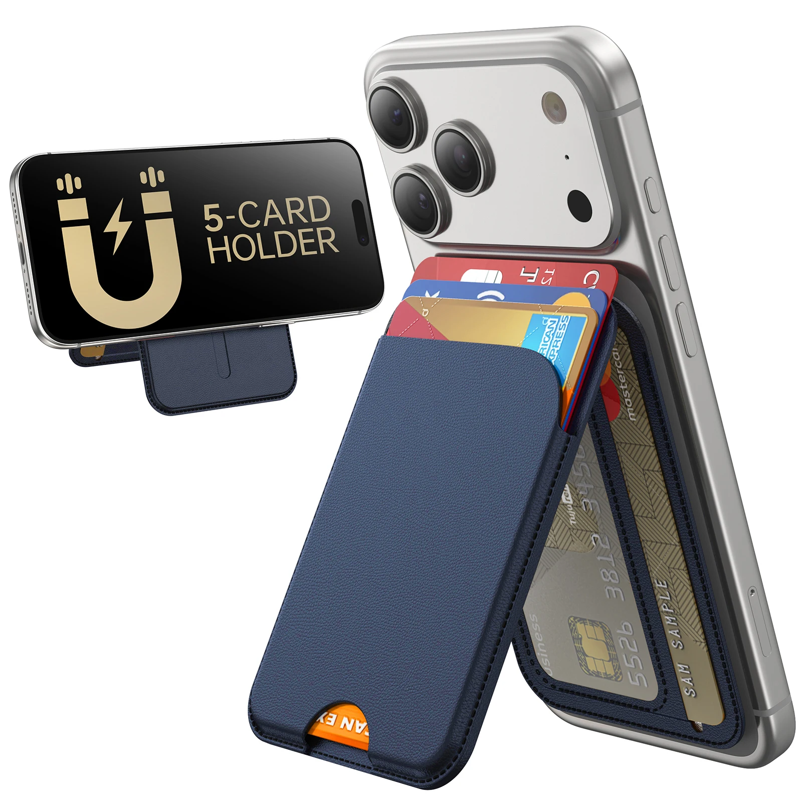 

Luxury Slim MagSafe Wallet Stand Magnetic 5 Card Holder For iPhone 17 16 15 14 13 12 Air Pro Max Plus