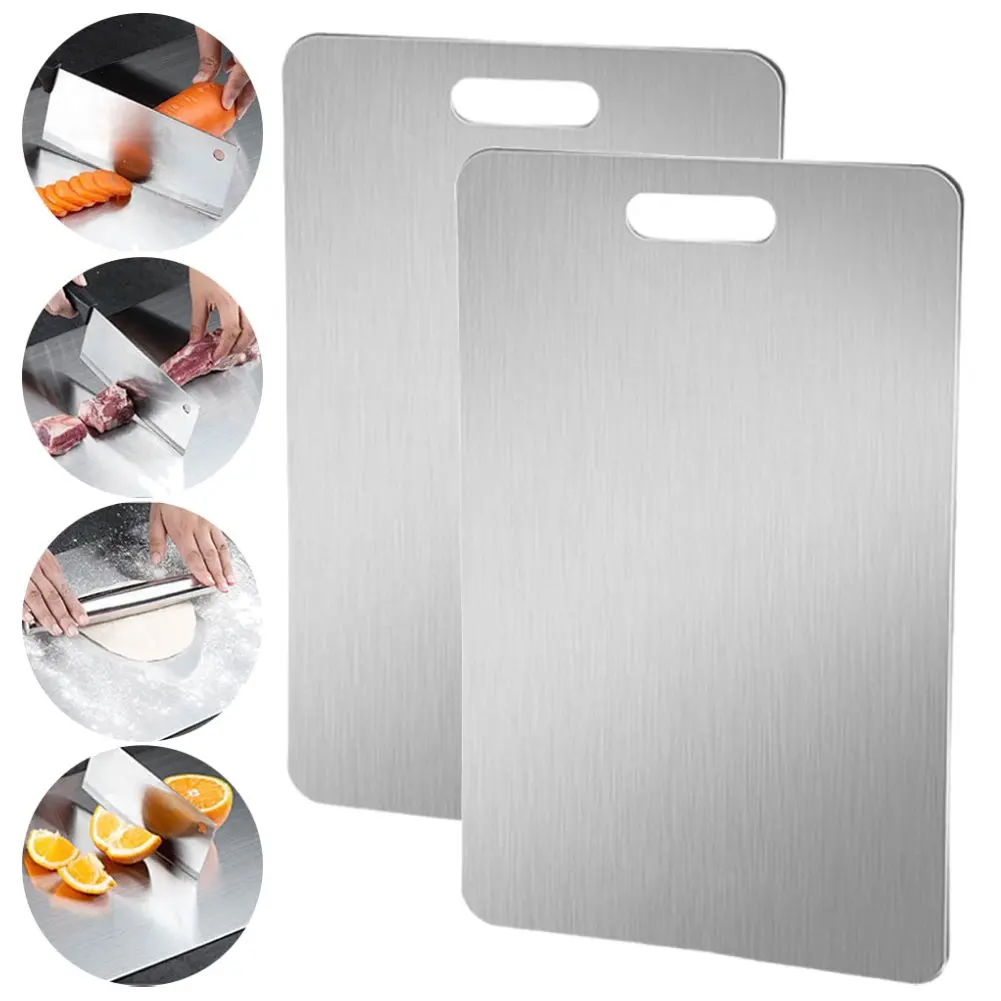 

304 Stainless Steel Panel and Chopping Board Kitchen Household Thickened Double Sided Cutting Board Block Kneading Dough Board