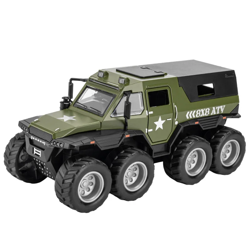 1:32 Russia Avtoros Shaman 8x8 ATV Armored Alloy Diecasts & Toy Vehicles Metal Toy Car Model Sound and light Collection Kids Toy