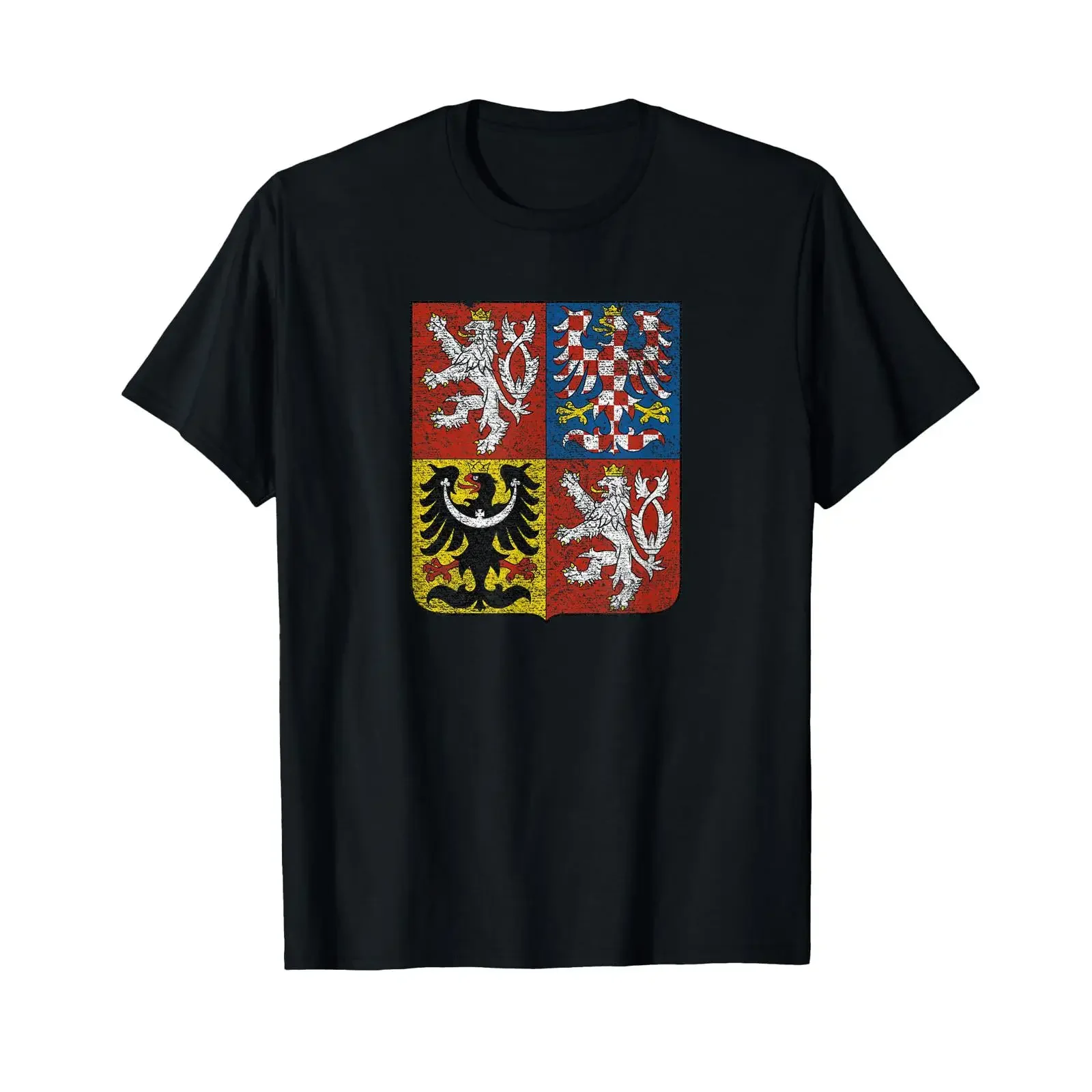CZECH REPUBLIC COAT OF ARMS CZECHIA FLAG BOHEMIA PRAGUE T Shirt vintage Washed Slightly streetwear Stretched Casual Breathable