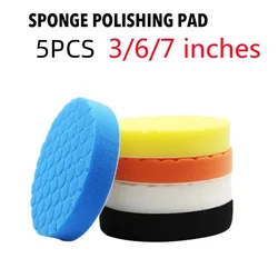 5Pcs 3/6/7inch Polishing Pad Kit Polisher Waxing Pads Buffing Kit For Car Polisher Sponge White Blue Yellow Black Orange