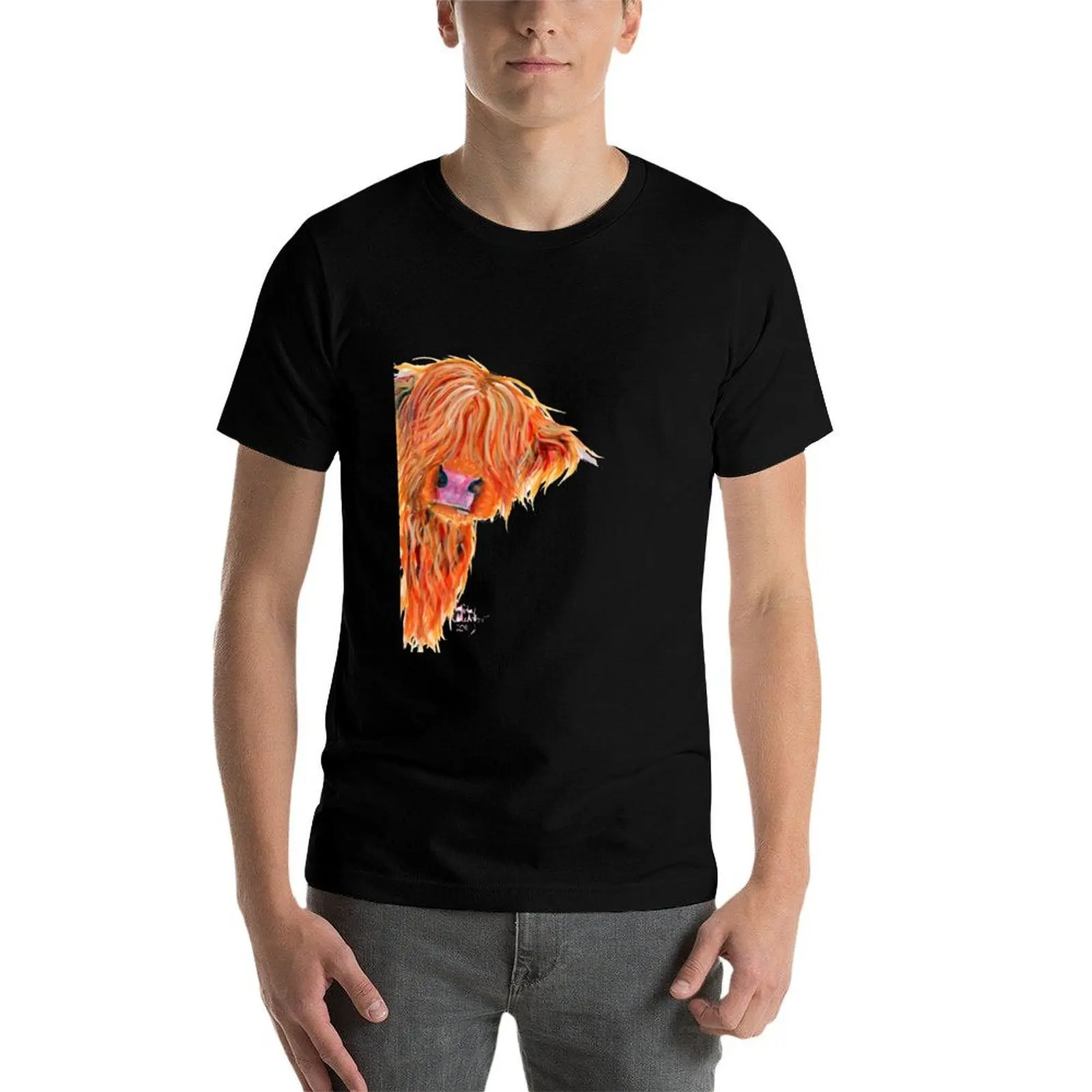 HIGHLAND COW 'PEEKABOO' BY SHIRLEY MACARTHUR T-Shirt t shirts cotton 100% t shirt for man 100 percent cotton T-Shirt