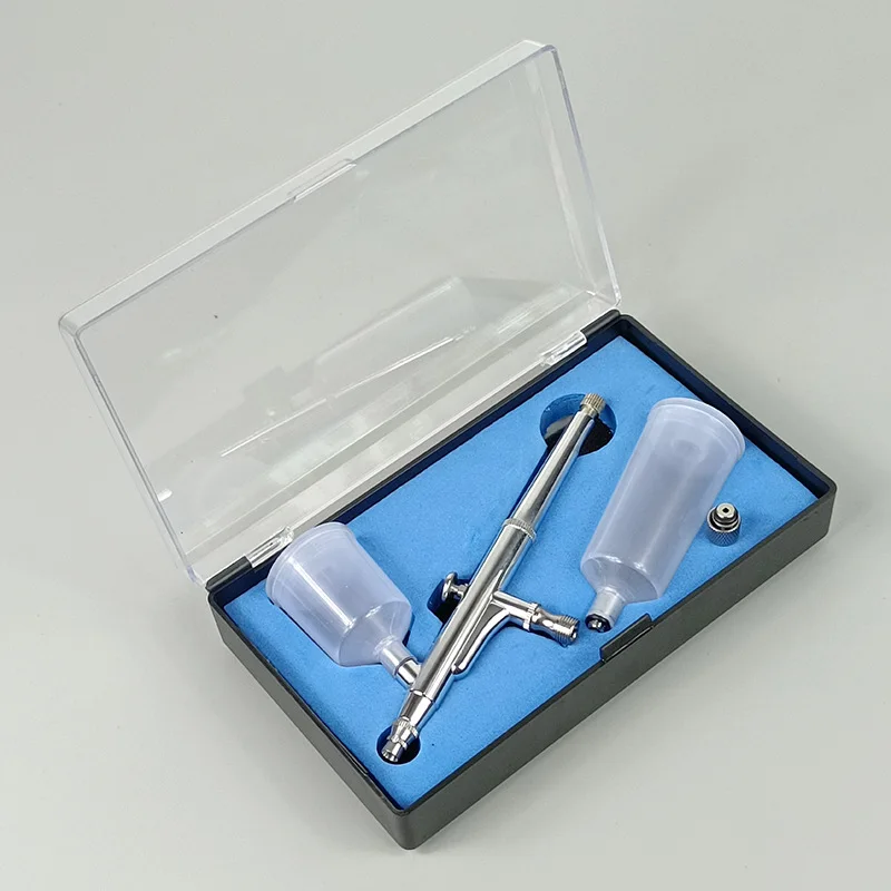 Kit de aerógrafo de doble acción de 0,3 mm con tres tazas diferentes (20CC,40CC) Juego de aerógrafo portátil para maquillaje, artes comerciales