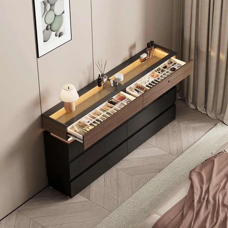 Eight-bucket chest of drawers, light luxury, placed against the wall, storage locker