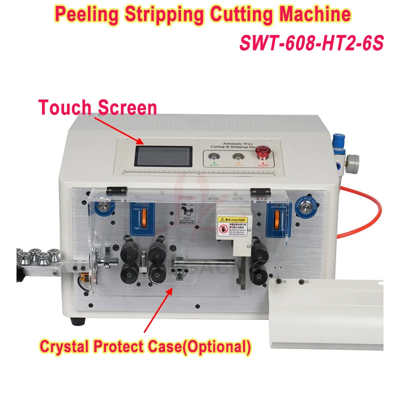 Upgraded SWT608HT26S 6-Wheels Round Sheath Wire Peeling Stripping Cutting Machine For Computer Automatic Wire Strip Touch Screen