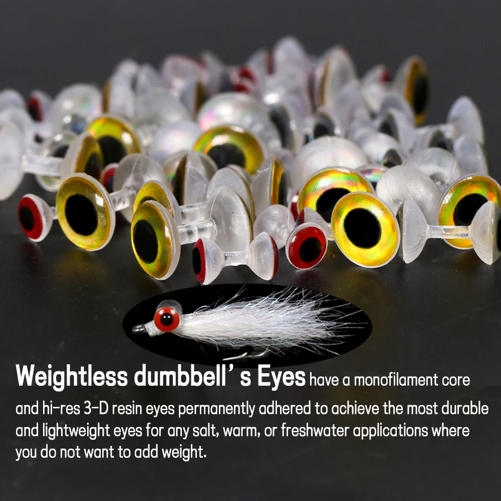 WIFREO 20pcs Fly Tying Realistic 3D Weightless Dumbbell Eyes 6mm 8mm 10mm  Resin Fishing Lure Eyes Fly Tying Materials - AliExpress 18