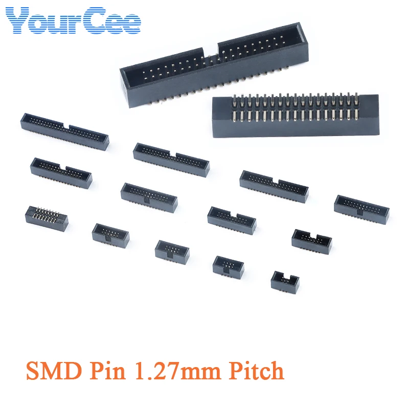 10pcs DC3 1.27mm Pitch IDC Socket Pin Header Connector Straight/Bent/SMD Pin Double Row Male Socket DC3-6/8/10/12/14/16/20-50P