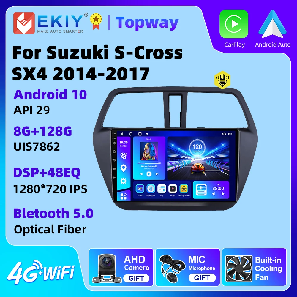 

EKIY Android автомобильный мультимедийный видеоплеер для Suzuki SX4 S-Cross 2012 - 2017 навигация GPS Carplay 4G WIFI BT 2 Din