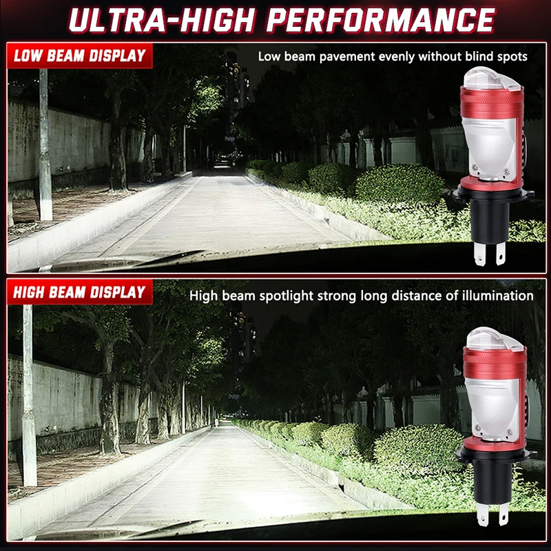 2 قطعة 1000 واط H4 BI Led العارض عدسة H4 مرحبا/لو شعاع سيارة العلوي لمبة سيارة LED العلوي عدسة صغيرة العارض LHD RHD 6000 كيلو 12 فولت #4