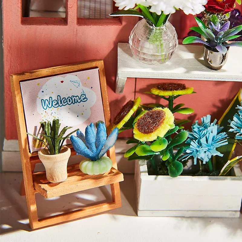 OUZEY Starlight Flower House DIY، حرفة خشبية مصغرة ثلاثية الأبعاد، هدية سماوية للمراهقين #4