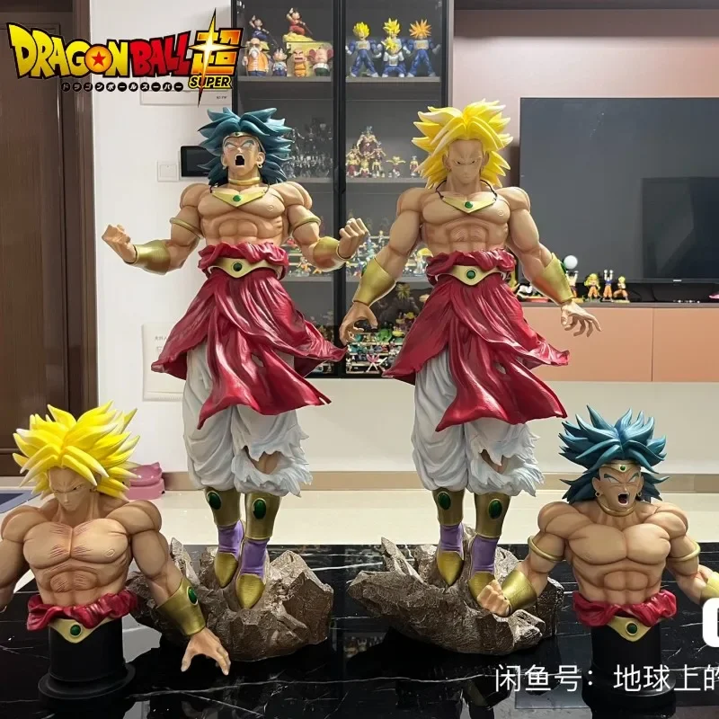 60cm Dragon Ball Z Gk Huge Broly Double Bust Anime Figures Resin Base Ornaments Pvc Model Statue Collect Decorations Boys Gift