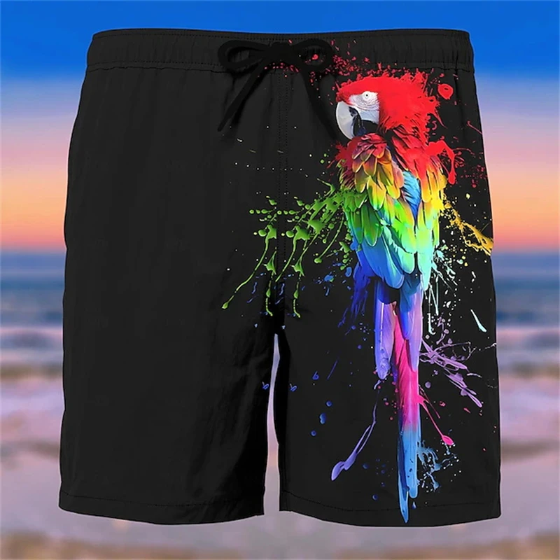 

Пляжные шорты с 3D принтом, мужские повседневные купальники, гавайский пляж, плавание, фитнес, попугай, графика с принтом, одежда для отпуска, быстросохнущая