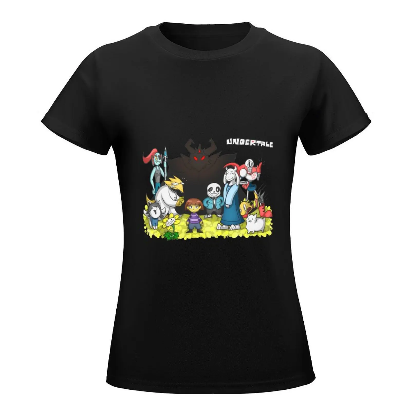 Undertale - Characters Drawing T-Shirt anime clothes blanks workout shirts for Women loose fit