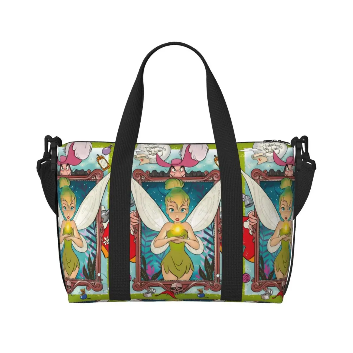 

Custom T-Tinkeres Anime Bell Beach Tote Bag Women Large Compartment Beach Gym Travel Bags