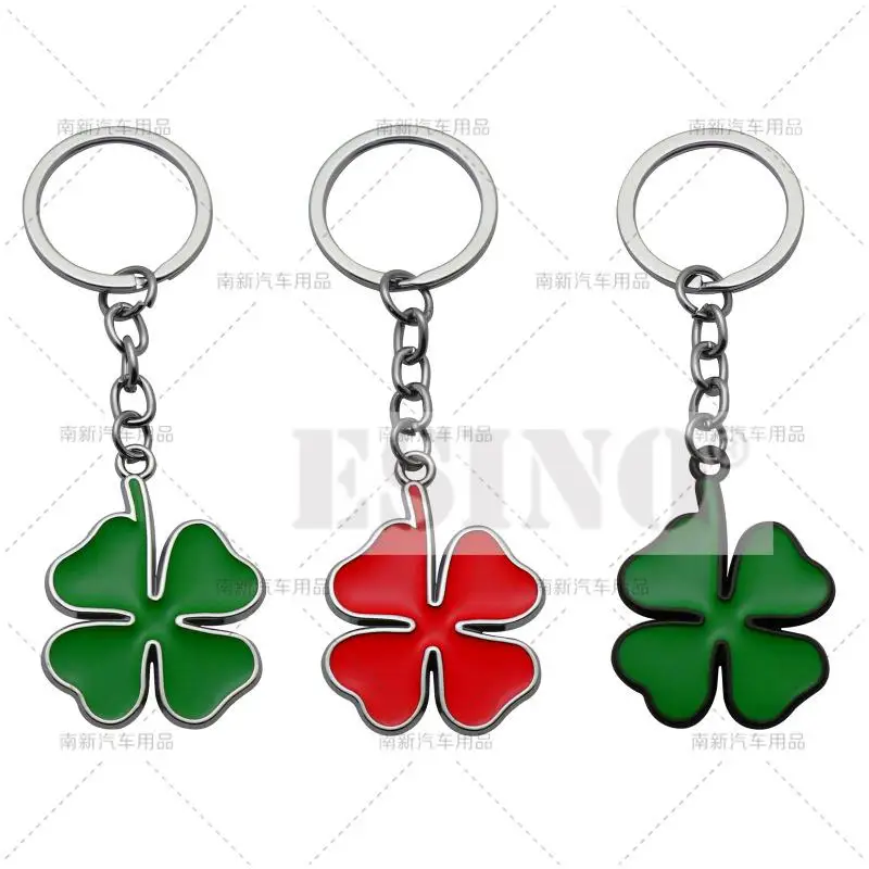 New Fashion Car Accessory 3D Metal Zinc Alloy Lucky Four Leaves Clover Quadrifoglio Key Chain Key Ring for Alfa Romeo  Giulia