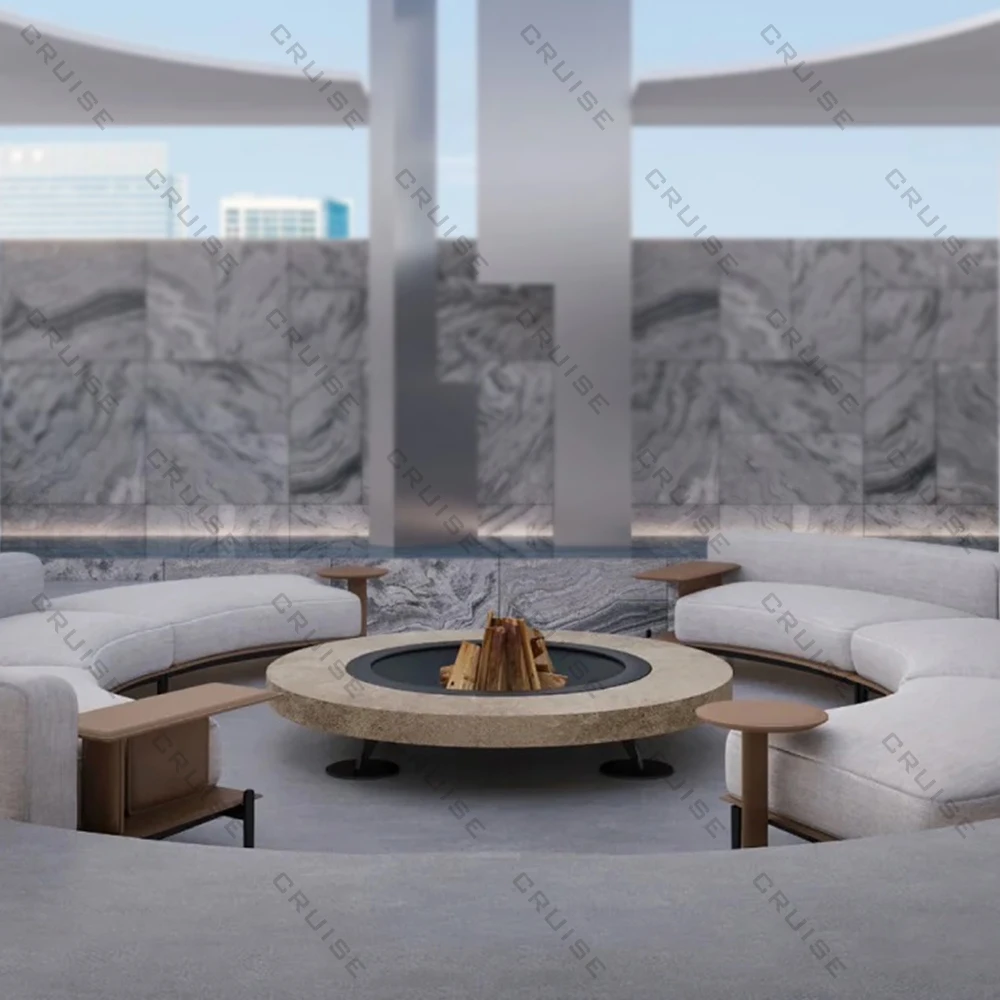 

CRUISE Villa BBQ Garden Freestanding Round Fireplace Outdoor Smokeless 1400mm Wood/Gas/Alcohol Furnace Core Firepit Tabletop