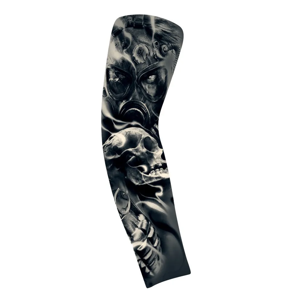 Patrón de brazo de flor, manga de tatuaje de brazo de flor, transpirable, delgada, manga de protección solar para hombres, cubierta de protección solar elástica de manga larga