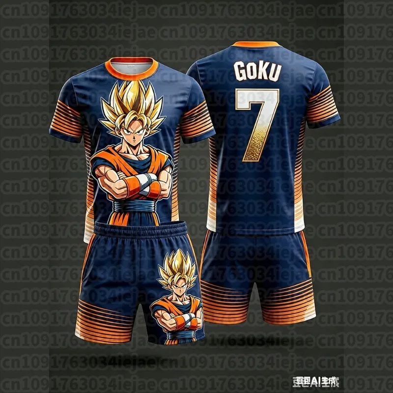Summer Dragon Ball Retro No.7 Fitness T-Shirt Shorts Men's Women's Octagonal Cage Jujutsu Oversized Boxing Training Sports Set