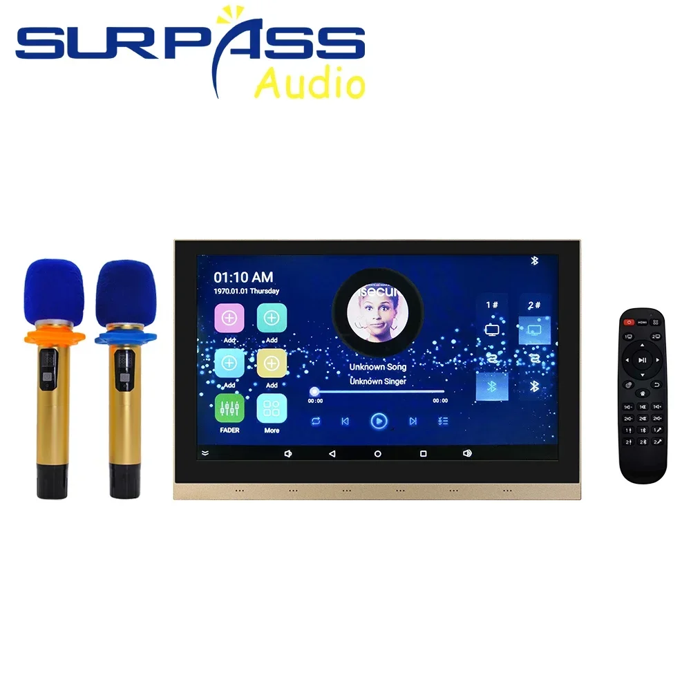 10インチWIFI Bluetooth Android 5.1アンプ内蔵サブウーファーサウンドインウォールアンプスマートホームシアターオーディオシステム（ワイヤレスマイク付き）