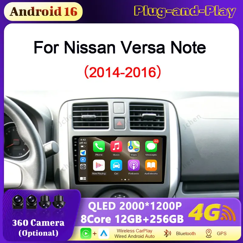 9 inch For Nissan Versa Note  2014-2016 Car Radio Autoradio Wireless CarPlay Bluetooth WIFI Split Screen Touch Screen Head Unit