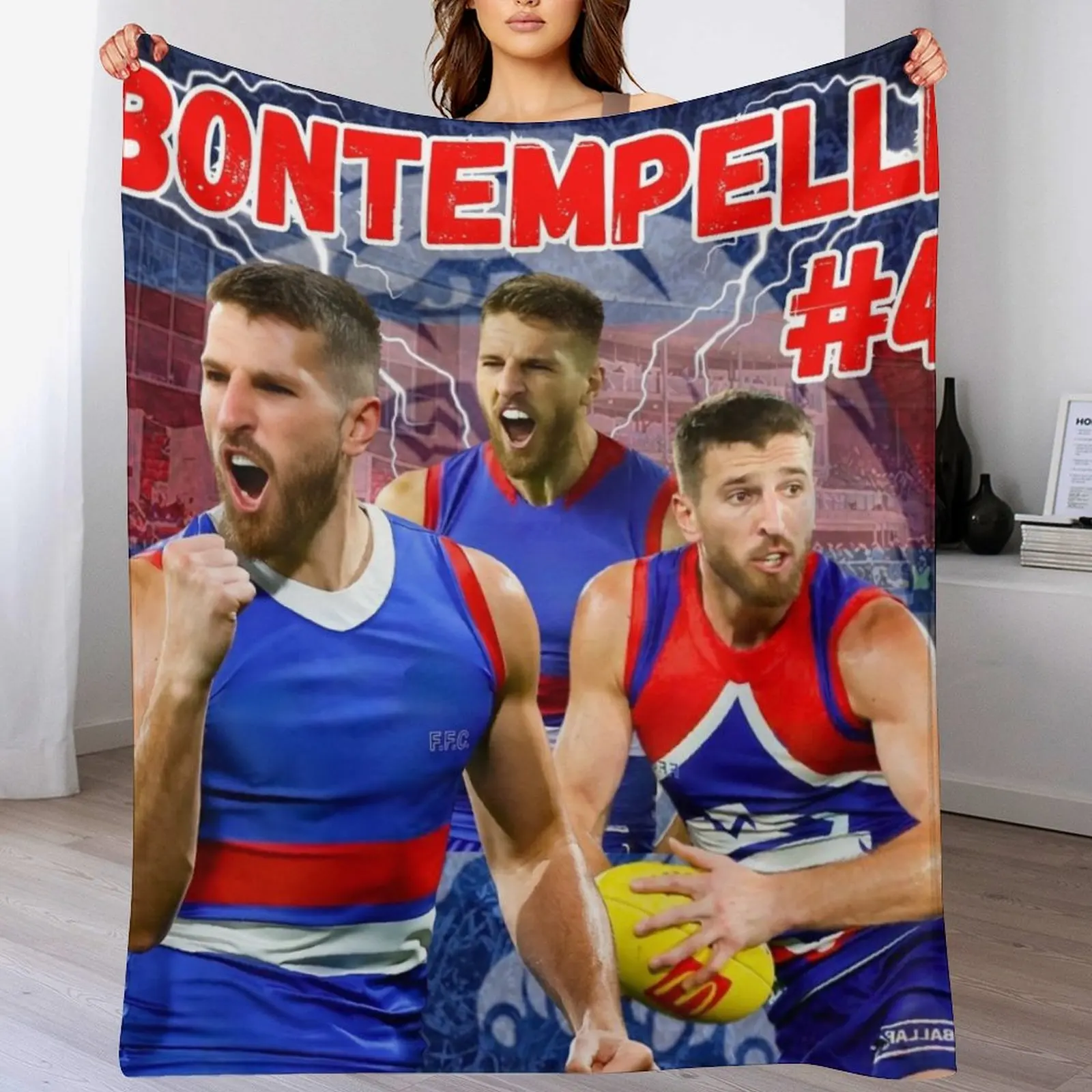 

Marcus Bontempelli Western Bulldogs AFL Footballer Throw Blanket All Season Soft Lightweight Blanket for Home