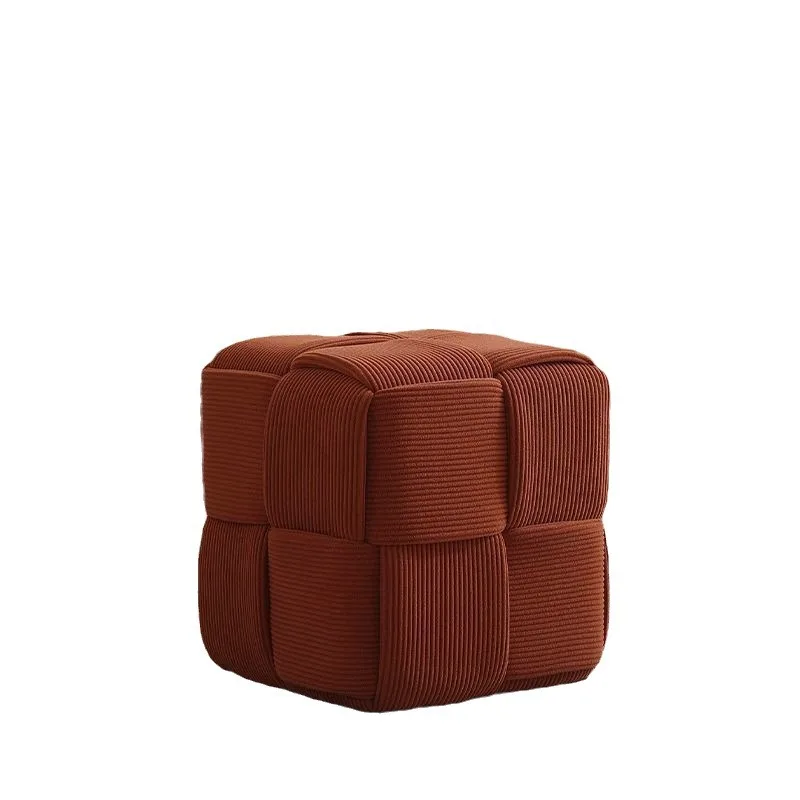 

Customized corduroy coffee table small square stool Nordic living room home stool pedal pier door solid wood short