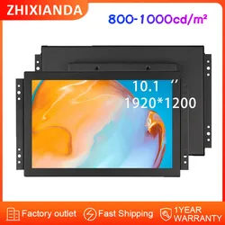 Outdoor Use 1000 nits 10.1 Inch 1920*1200 LCD Industrial Touch Screen Open Frame Monitor with AV BNC VGA HDMI USB Interface