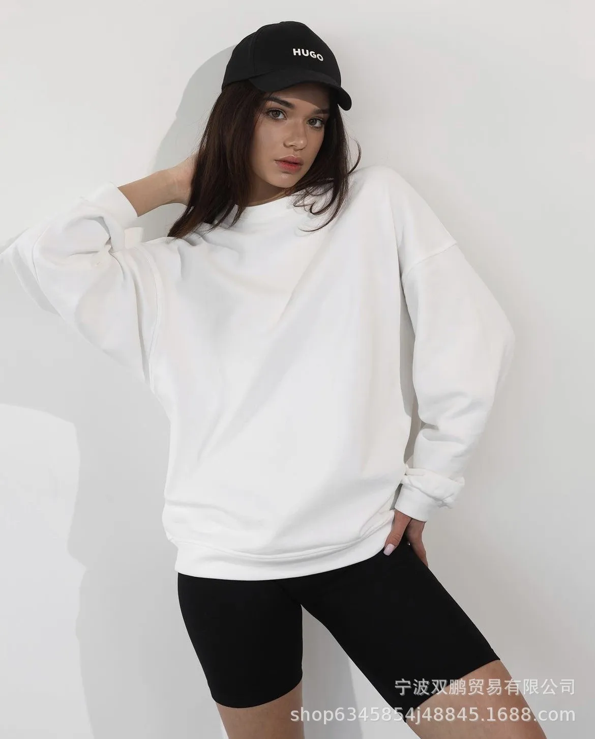 Pullover Loose Fit Hoodie Casual with Crew Neck Long Sleeve Standard Length Single Pullover Closure Japanese Korean Women Hoodie