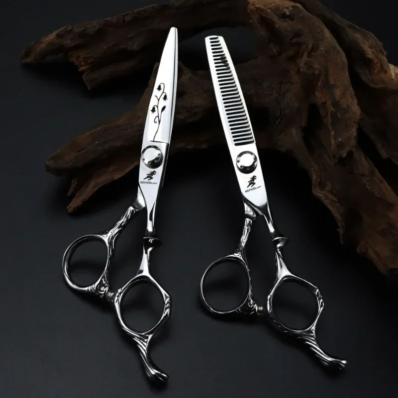 

6'' Hollow Shears Steel Dragon Hair Cutting Scissors, Haircut Thinning Barber Tools, Hairdresser Scissors, Professional JP 440c