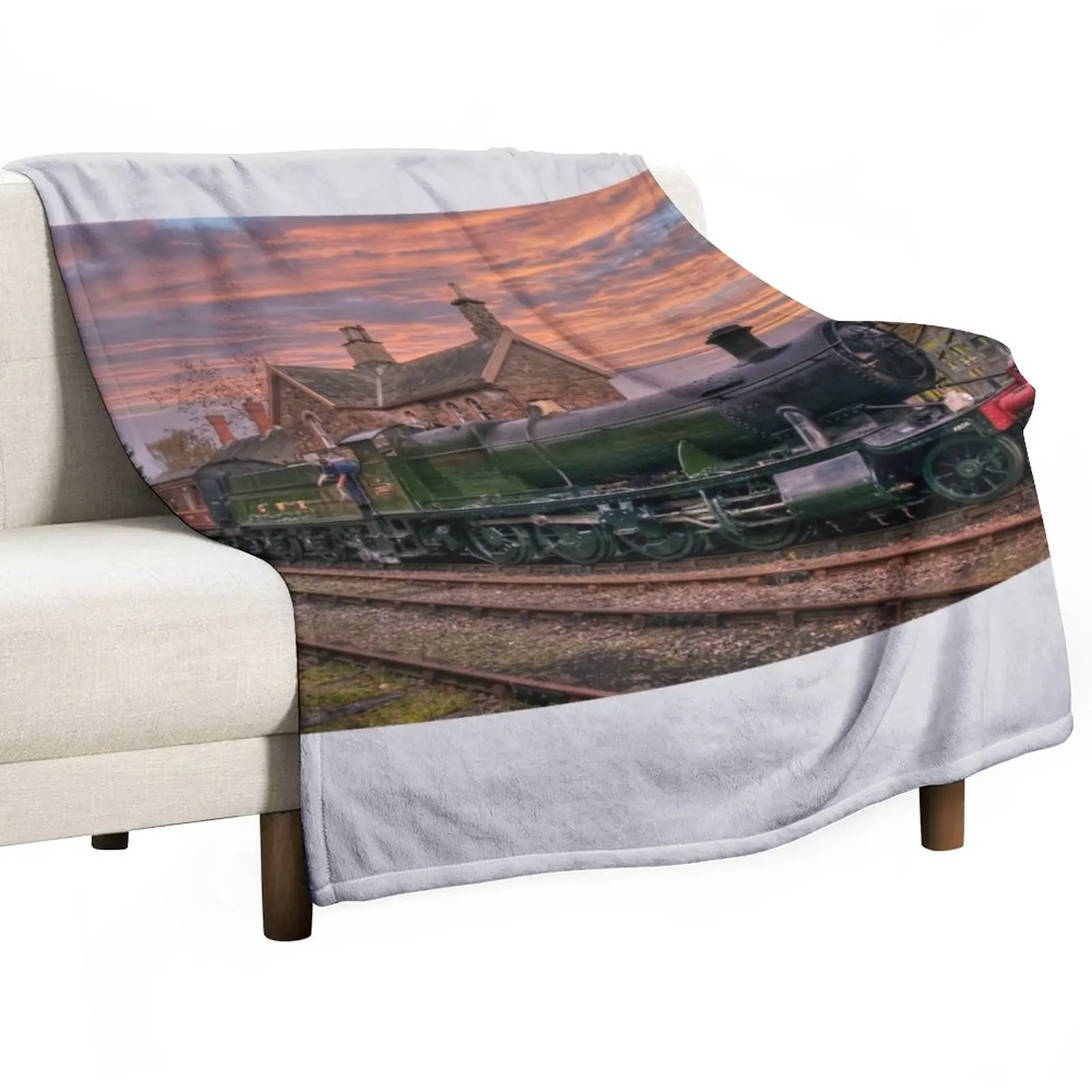 

New Great Western Railway Engine 2857 at Sunset Throw Blanket Single Luxury St Bed Fashionable Blankets