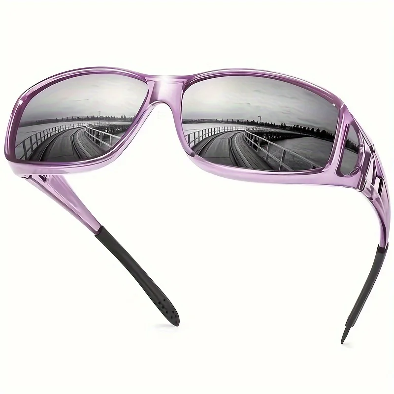 

Wrap-around Sunglasses for Men & Women Rectangle Frame Lens Fit Over Glasses Driving Glasses UV400 Eyewear