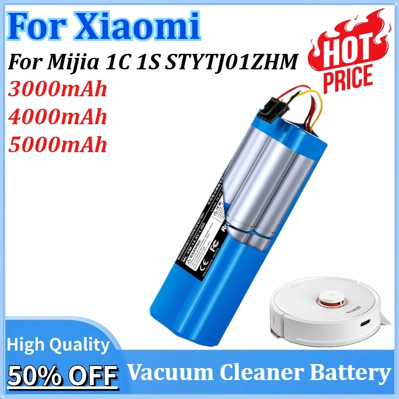 

14.4V 3000/4000/5000mAh P1904-4S1P-MM Battery for Xiaomi Mijia 1C 1S STYTJ01ZHM Robot Vacuum Mop Cleaner Accessories Battery