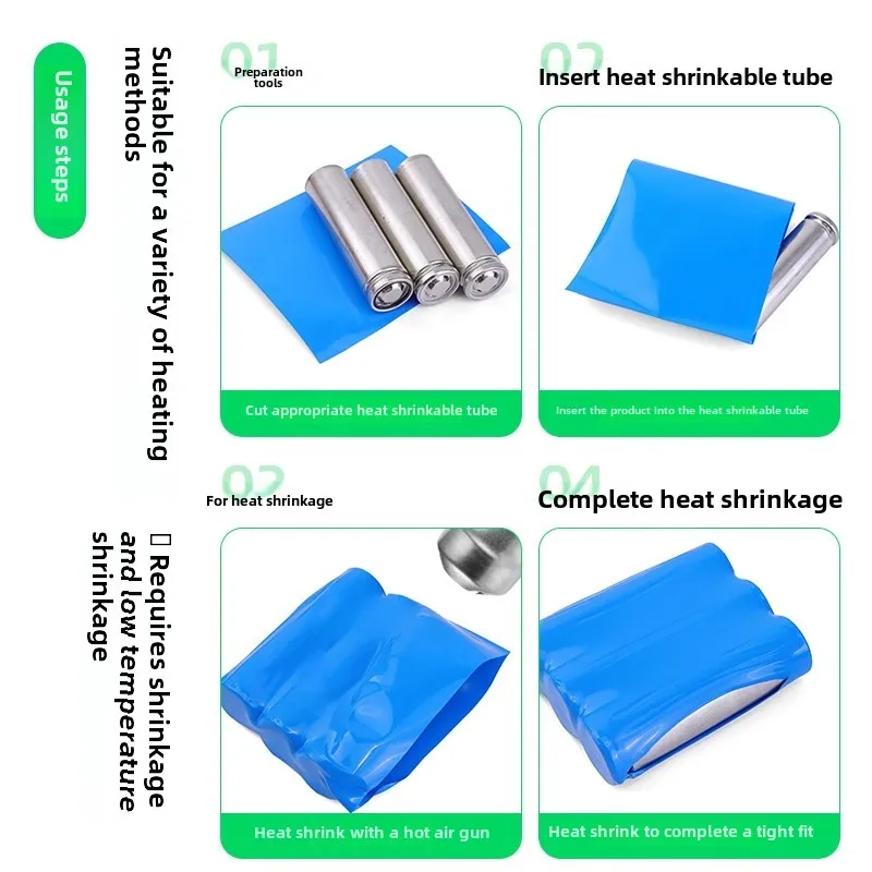1KG 18650 PVC Heat Shrink Tube Battery Pack Blue Insulated Protection Film Wrap lithium Case Cable Sleeve