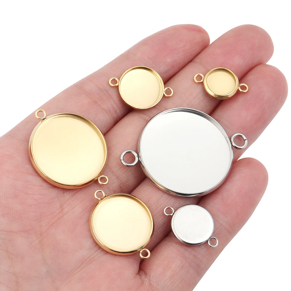 10pcs 6-30mm Round Stainless Steel Cabochon Base Tray Bezels Blank Setting Supplies For Jewelry Making Findings Bracelet Pendant