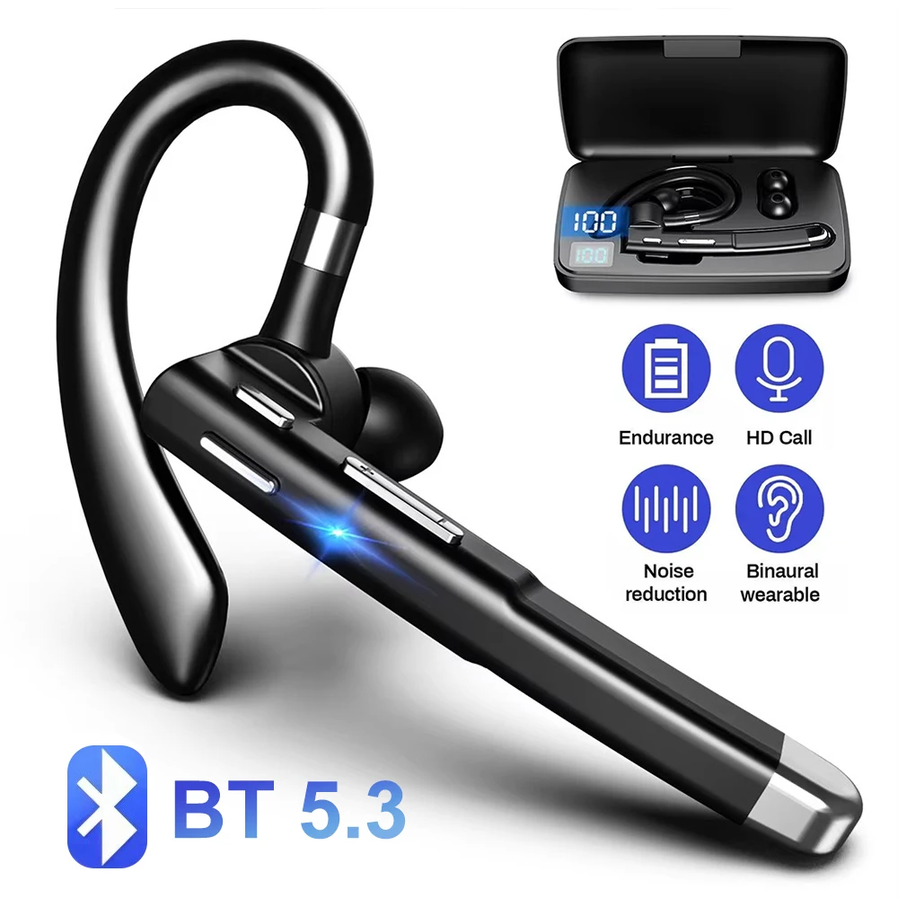 YYK-520 Bluetooth 5.3 Headphones With Mic Handsfree Call Noise Cancelling Earphone Wireless Business Headset Earbuds For Driving