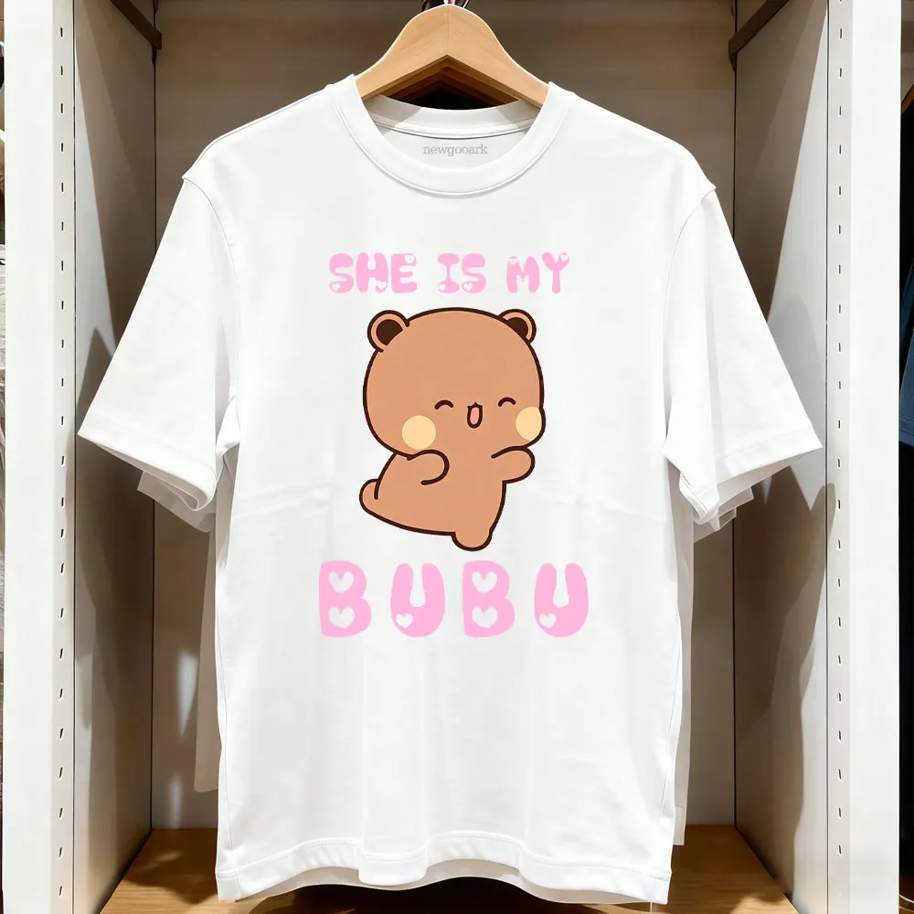 Bubu Dudu Matching Couple T-Shirt Woman Man Anniversary Gift Cotton Graphic T Shirts Boyfriend Girlfriend Short-sleev O-neck