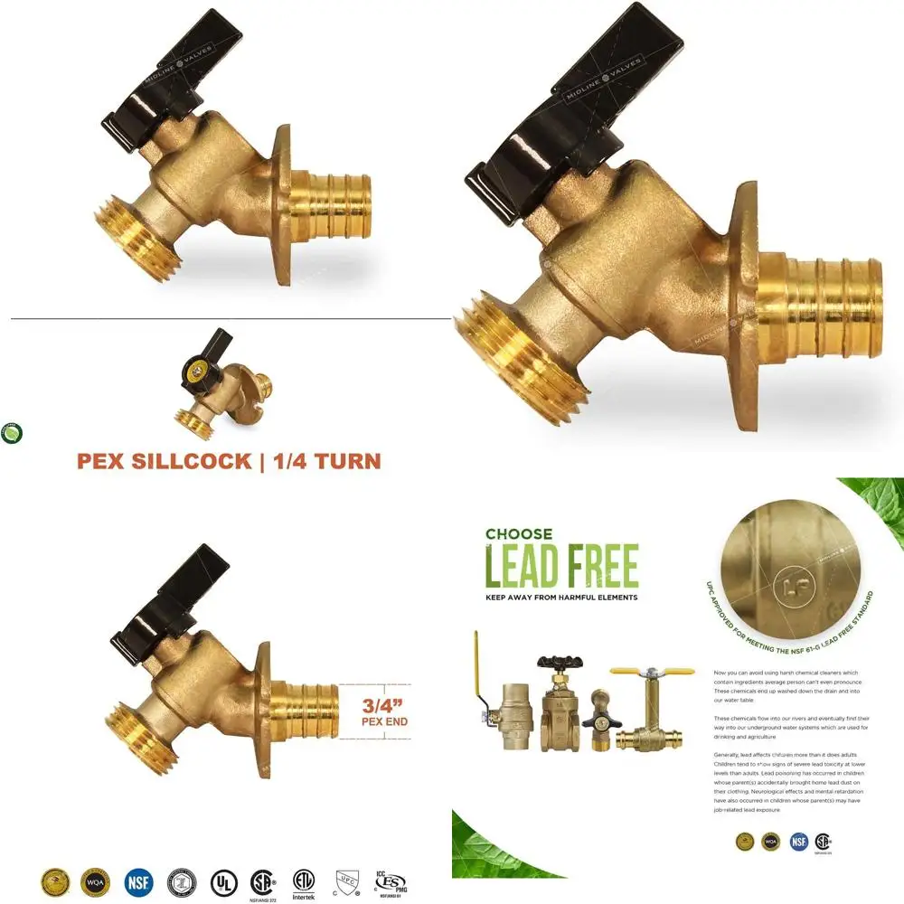 

5-Pack 3/4 PEX x MHT 5-Turn Brass Sillcock with Hose Bibb