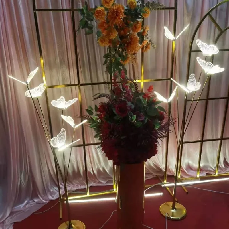 Butterfly LED Lights Standing Creative Acrylic Butterfly with Light Decor Wedding Party Stage Lamp