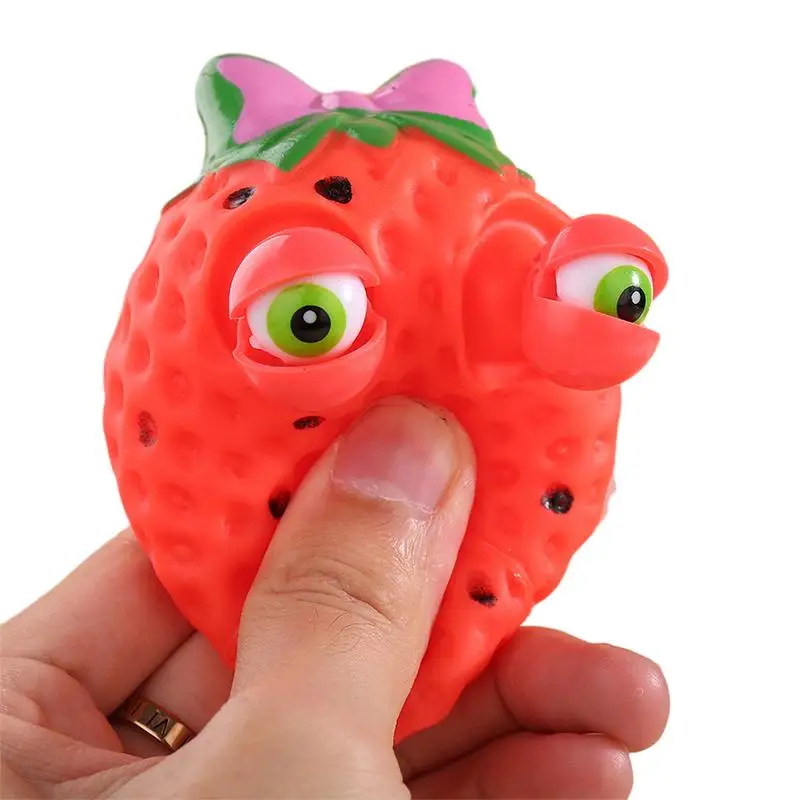 

Stretchy Fidget Squeeze Toy Eye Popping Strawberry Sensory Toy Bag Filler For Kid Stress Relief Fruit Squeeze Decompressions Toy