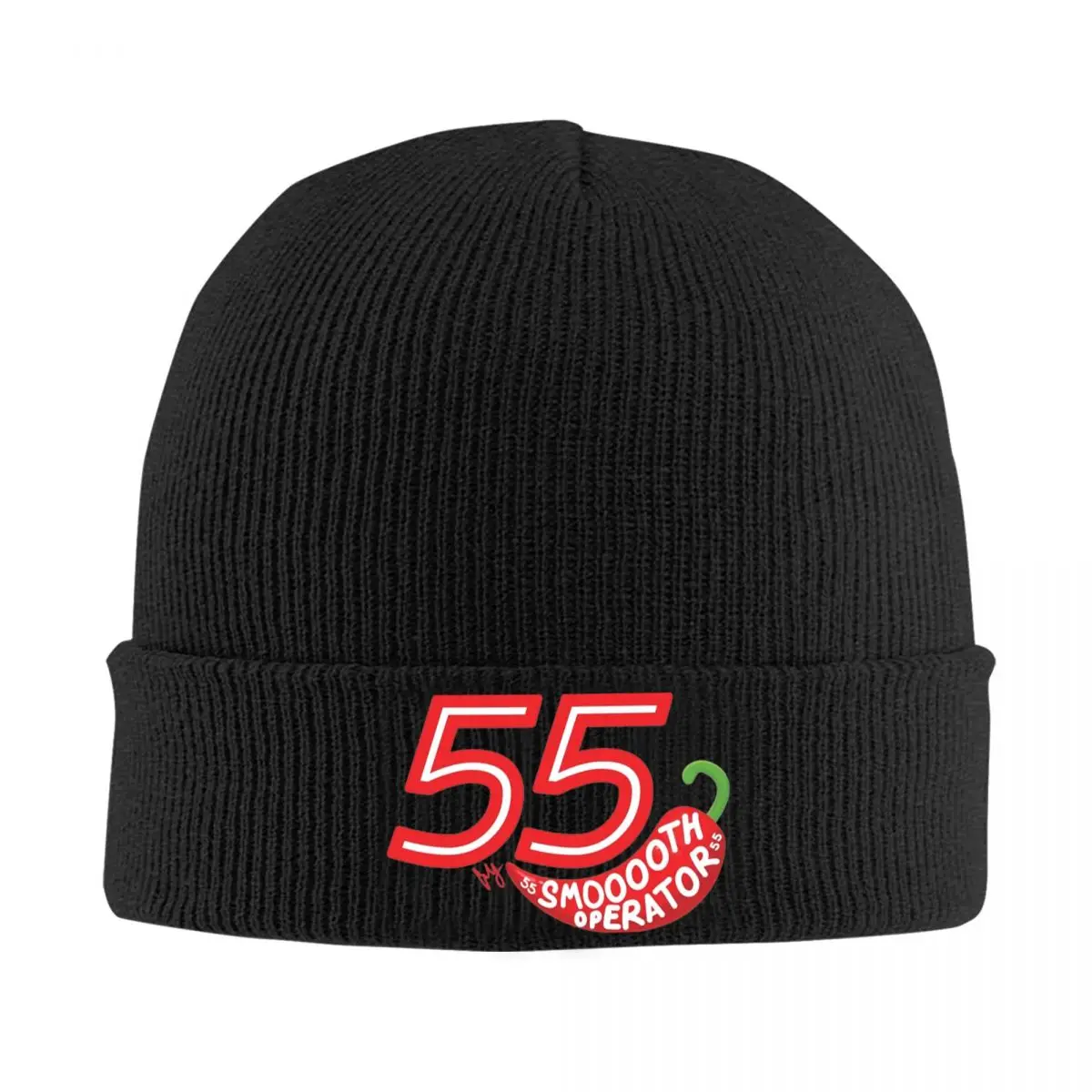 Carlos Sainz 55 Beanie Hoeden Smooth Operator Chili Gebreide Muts Kpop Elastisch Unisex Volwassen Caps Winter Aangepaste Vintage Motorkap Hoeden